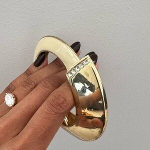 Gold and Cream Bangle with Rhinestones